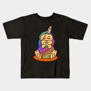 Cute cartoon rabbit sleeping Kids T-Shirt